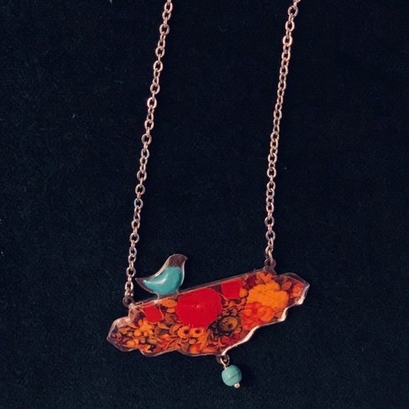 Persian Golo Morgh (flower and the bird) necklace - Picture 4 of 4